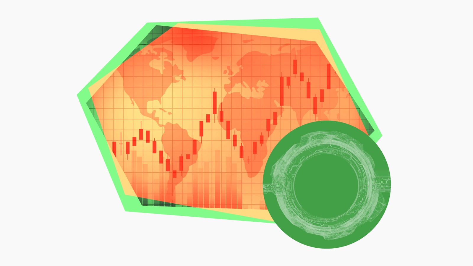 visualization of bar chart overlayed on a world map