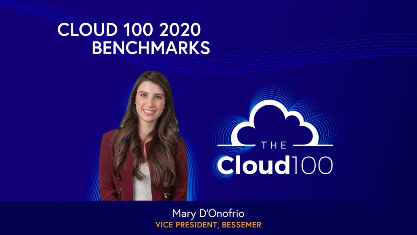 headshot of woman with The Cloud 100 logo
