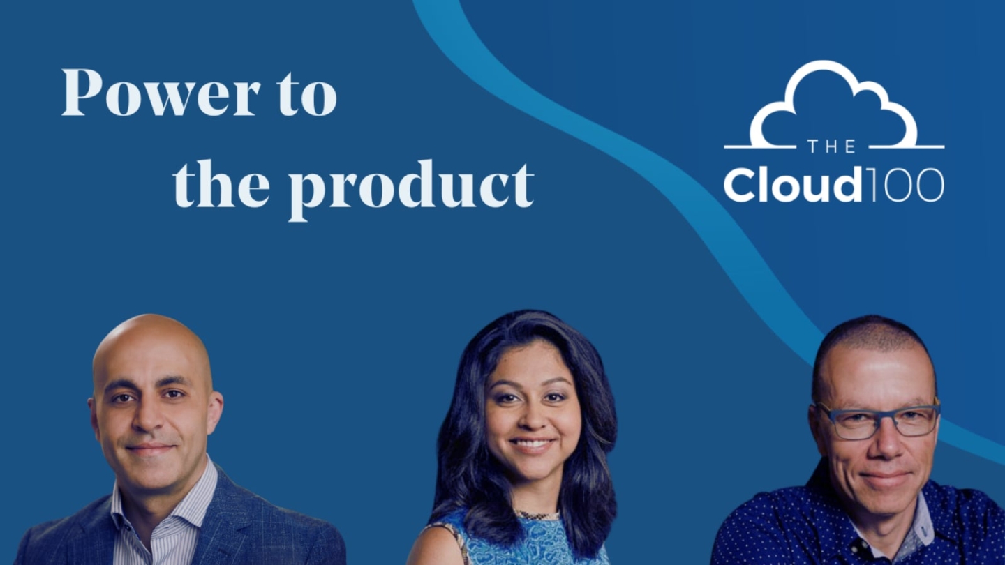 headshot of three people with The Cloud 100 logo