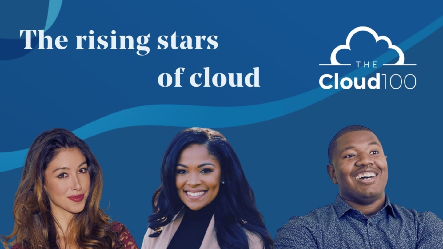 headshot of three people with The Cloud 100 logo