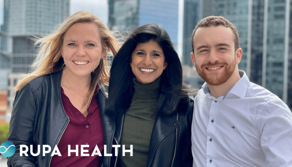 Two Women and a Man with Rupa Health Logo