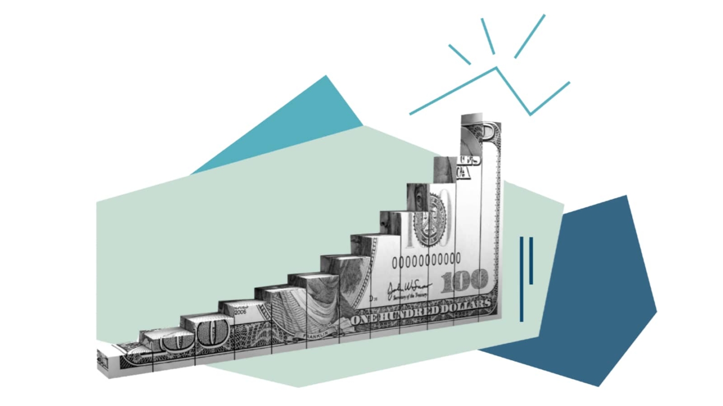 illustrative graphic of money in a chart