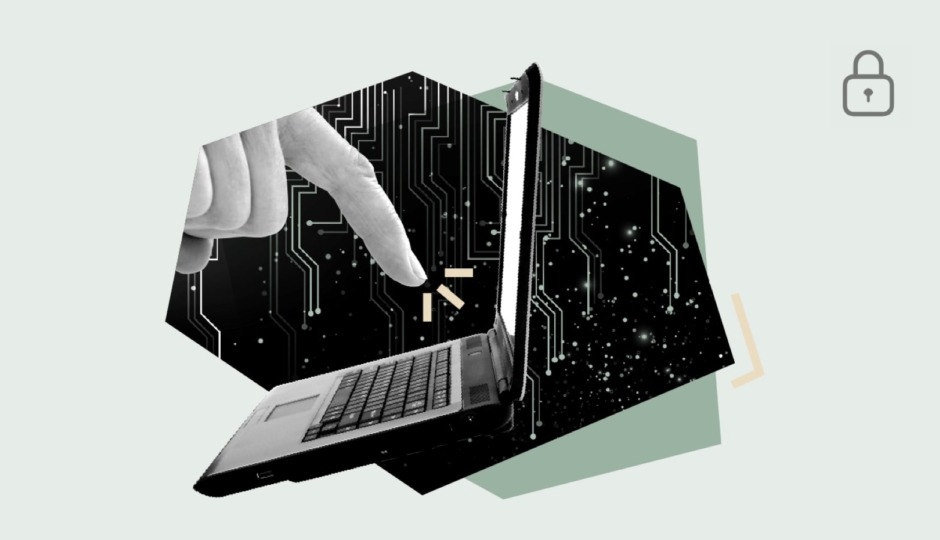 illustrative graphic of finger touching laptop