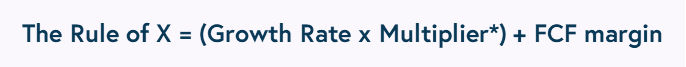 The Rule of X = (Growth Rate x Multiplier*) + FCF margin