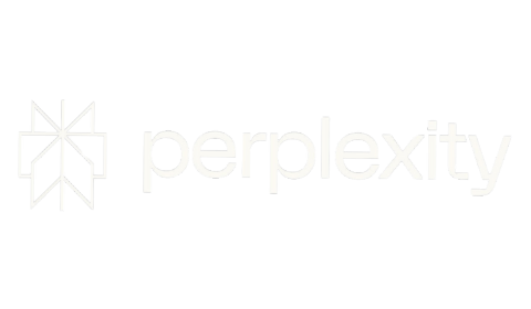 White Perplexity company logo on transparent background