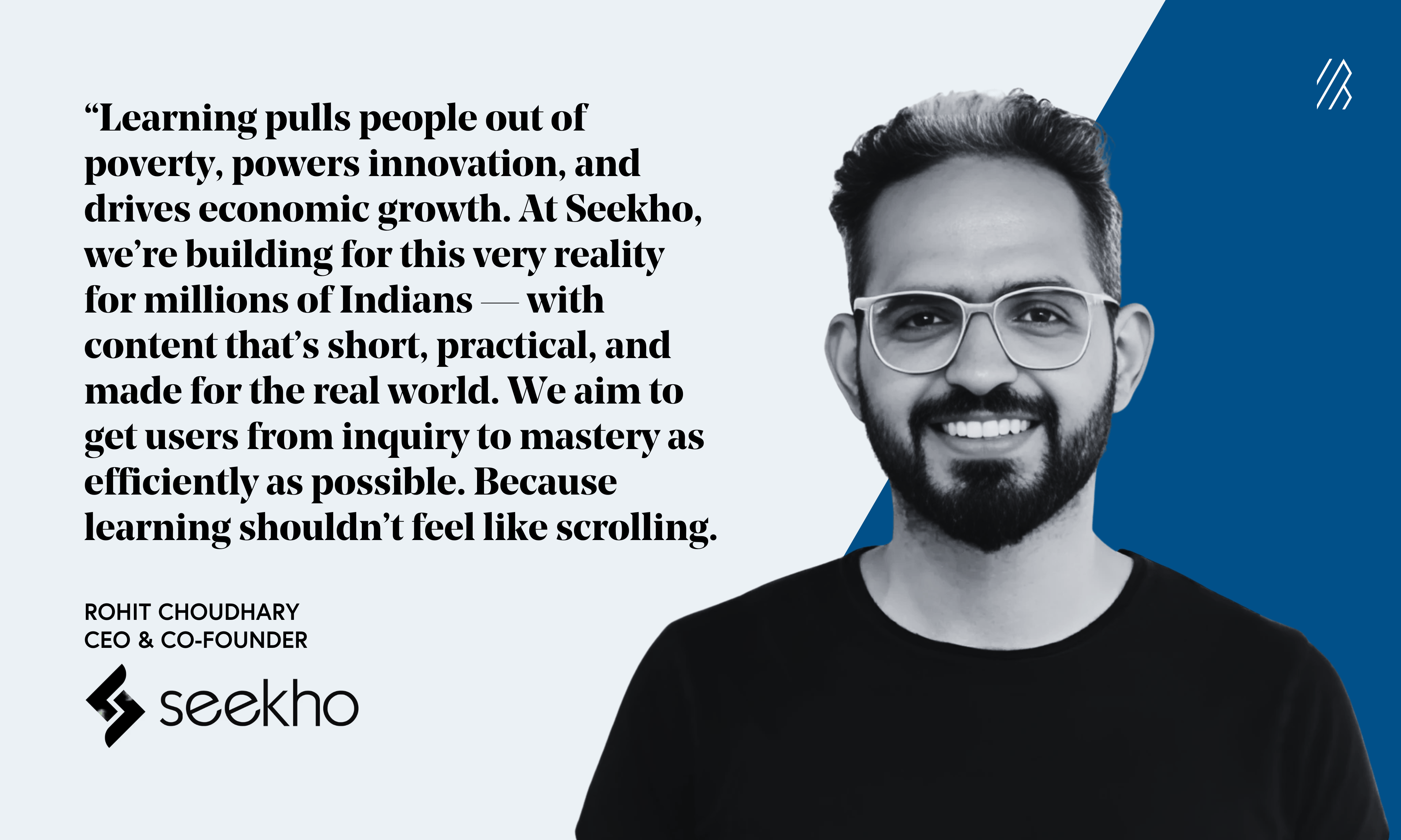 Seekho CEO quote graphic