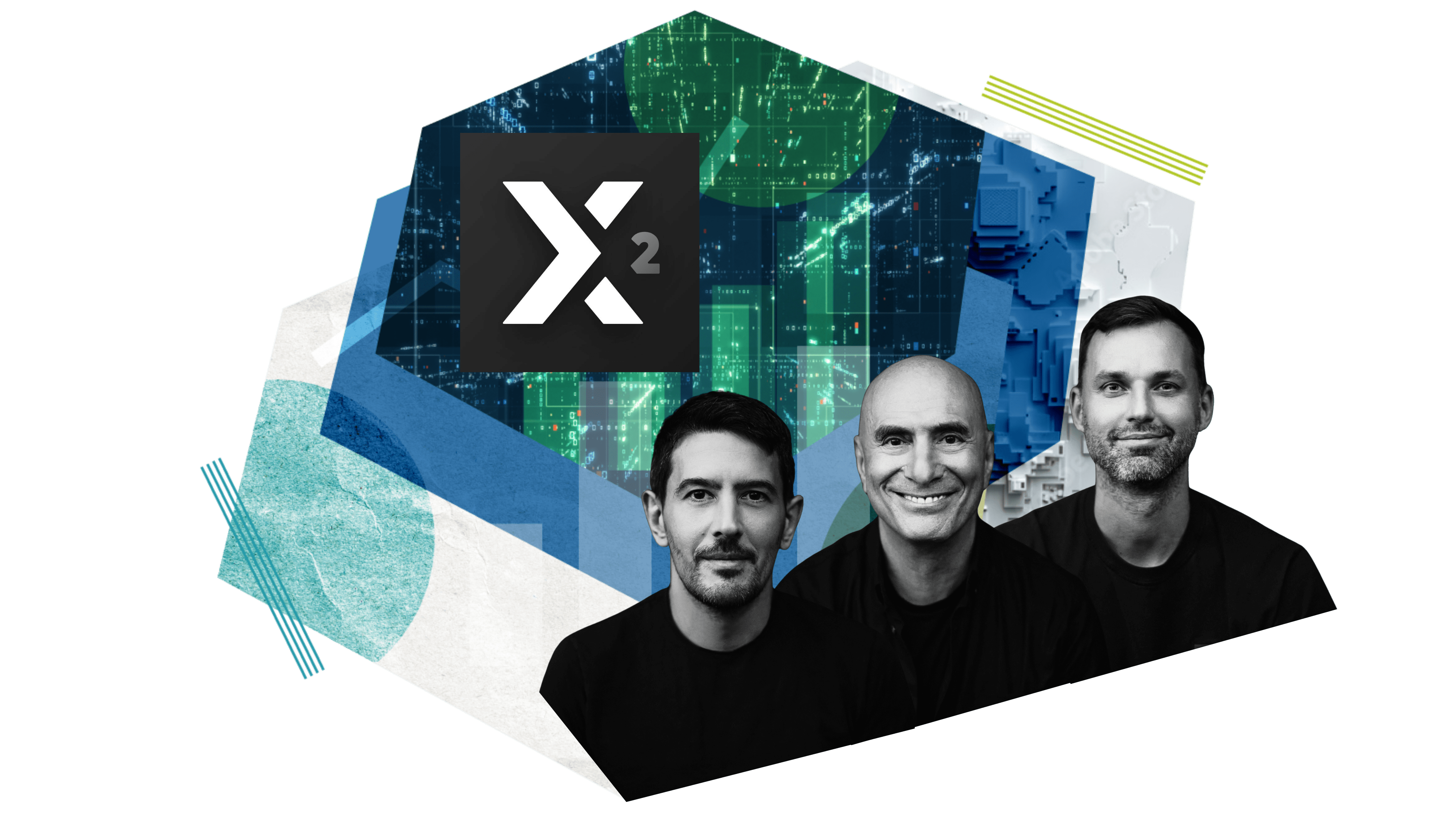 AlgoX2 main graphic with founders