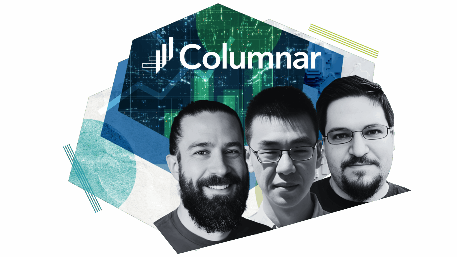 Columnar graphic with founders