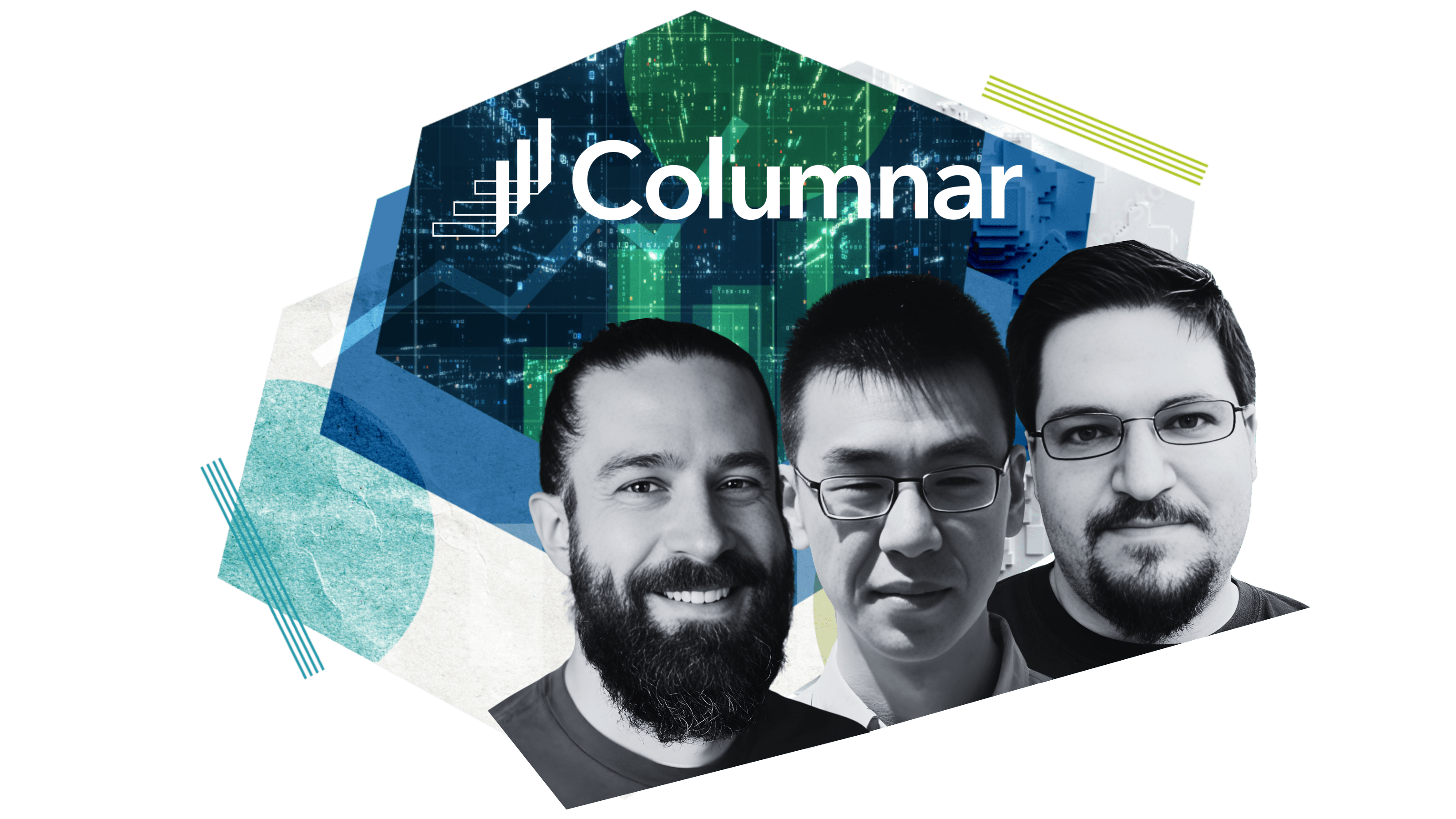 Columnar graphic with founders
