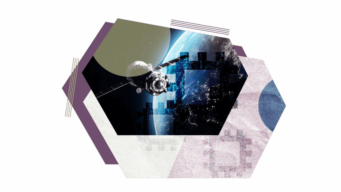 stylized image of satellite over earth